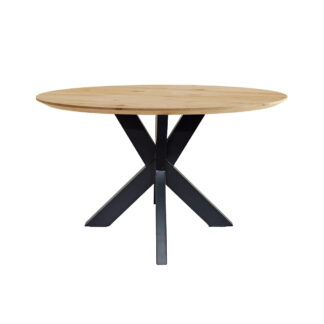 Eettafel Eiken Rond Verjongd Blank met spinpoot elegans