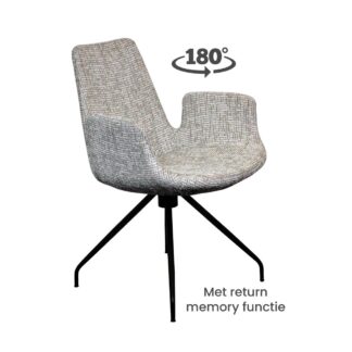 Eetkamerstoel Mill Stof Coco Shell 196 met 180° draaibare stoelpoot met return memory functie Vooraanzicht Schuin 180