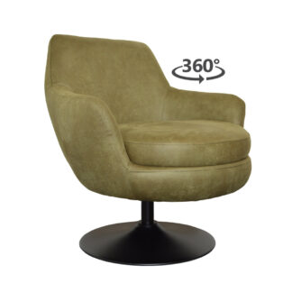 Fauteuil Azura Eco leer Bull 59 Moss Vooraanzicht Schuin 360