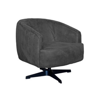 Fauteuil Macone - Eco leer Bull 67 Anthracite Vooraanzicht Schuin