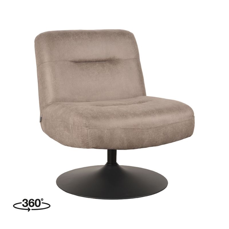 LABEL51 Fauteuil Eli 64x74x77 Cm Taupe Micro Suede Perspectief 360