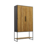 Tower Living Opbergkast Felino 220 cm Teak vooraanzicht Schuin