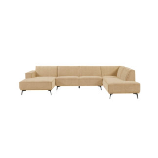 Loungebank + Ottoman Leeds 2.5 zits met Stof City 120 beige Rechts