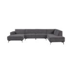 Loungebank + Ottoman Leeds 2.5 zits met Stof City 464 black blue Rechts