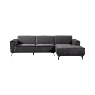 Tower Living Loungebank Leeds 2,5 seater AL + Chaise R Stof City 464 Black Blue Rechts