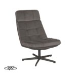 LABEL51 Draaifauteuil Alvar 53x57x83 Cm Antraciet Cosmo Perspectief 360 v2