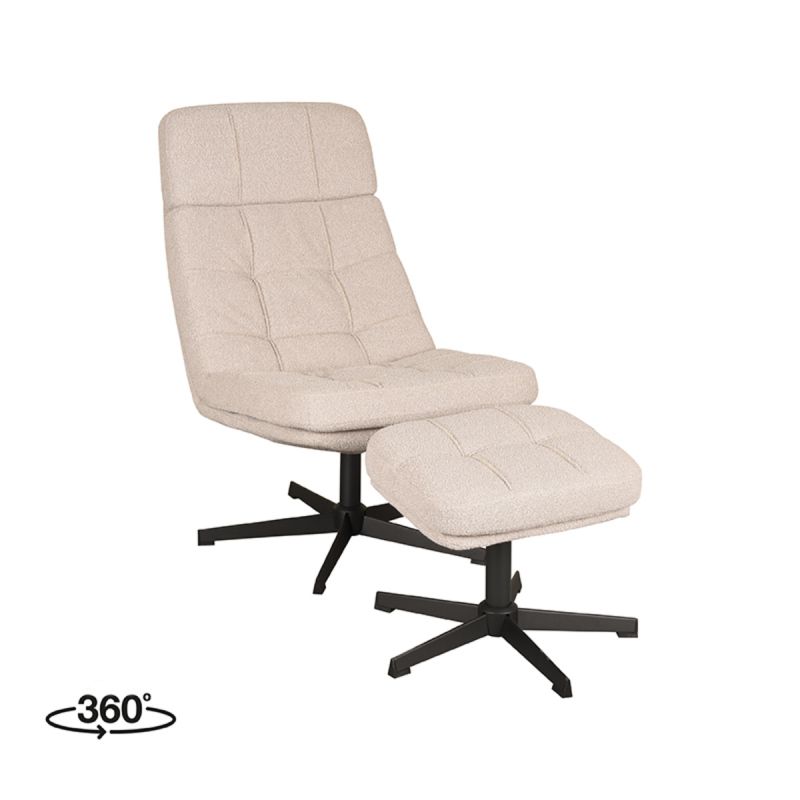 LABEL51 Draaifauteuil Alvar Ottomane 53x57x83 Cm Naturel Touch Perspectief 360 v2