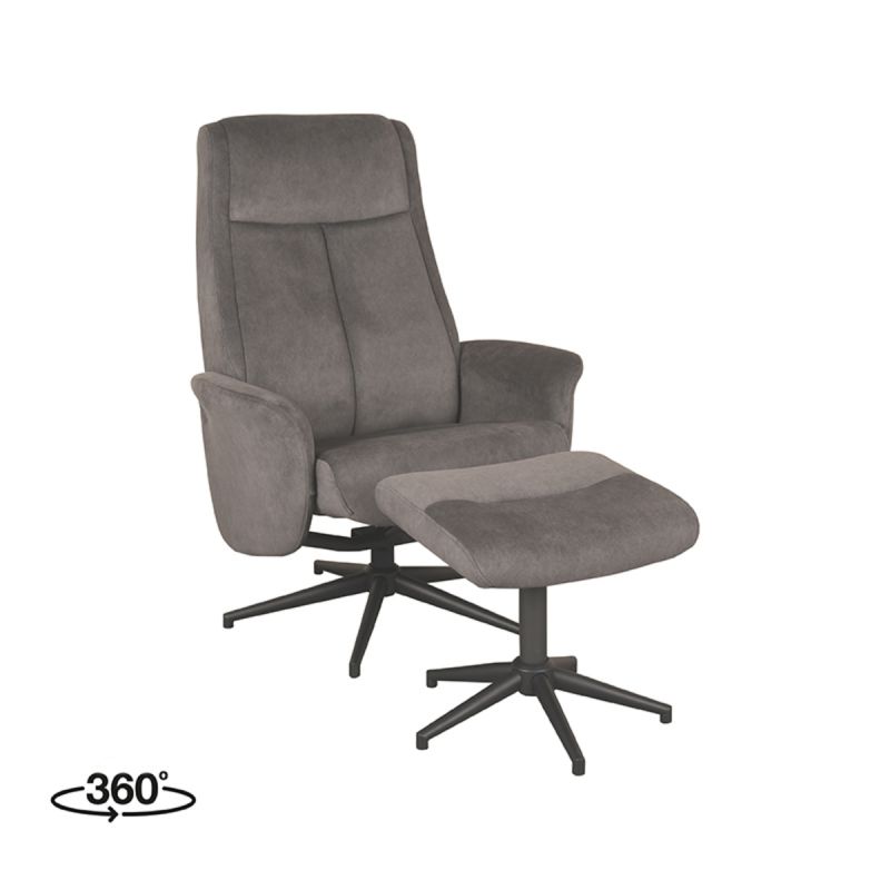 LABEL51 Relaxfauteuil Bergen Ottomane 77x76x105 Cm Antraciet Cosmo Perspectief 360 v2